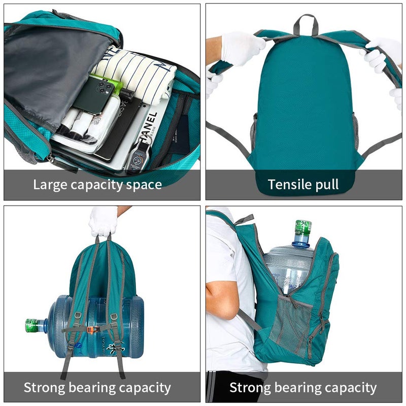 FENGDONG 35L Lightweight Foldable Waterproof Packable Travel Hiking Backpack Daypack for men women Green - Image 5